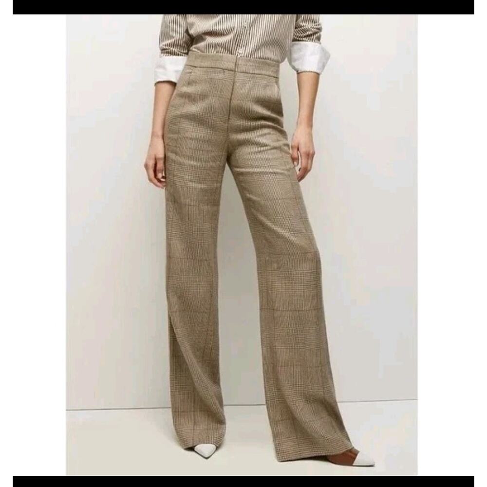 Veronica Beard Tonelli Wide‎ Leg Pants in Cream Ochre Size: 18